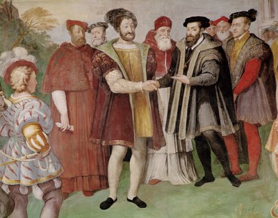 De wapenstilstand van Nice tussen Frans I (1494-1547) en Karel V (1500-58) uit de 